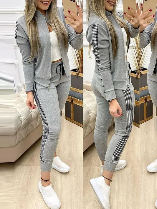 Famous Brown Women Two Piece Set Outfits Autumn Women's Tracksuit Zipper Top Pants Casual Sport Suit Winter 2 Piece Woman Set