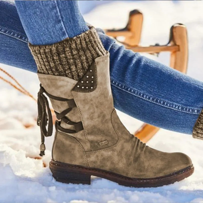 Women Winter Mid-Calf Boots  Winter Shoes Ladies Fashion Snow Boots Shoes Thigh High Suede Warm Botas 2024