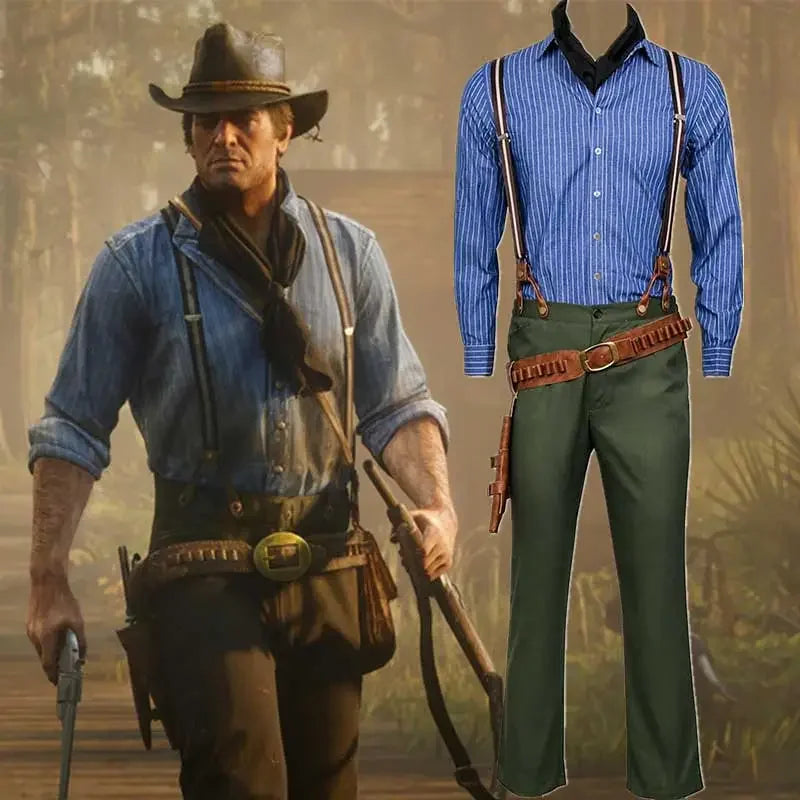 Famous Brown Takerlama Arthur Morgan Halloween Cowboy Cosplay Costume RDR2 Red Dead: RedemptionⅡ Men‘s Uniform Jacket Shirts Pants Hat